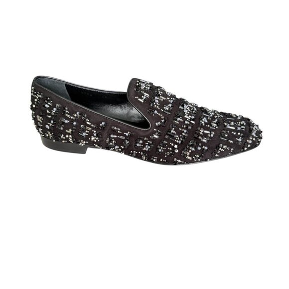 Versace 1003792 Men\'s Black leather loafer‎ embellished beading, 42 main image 9